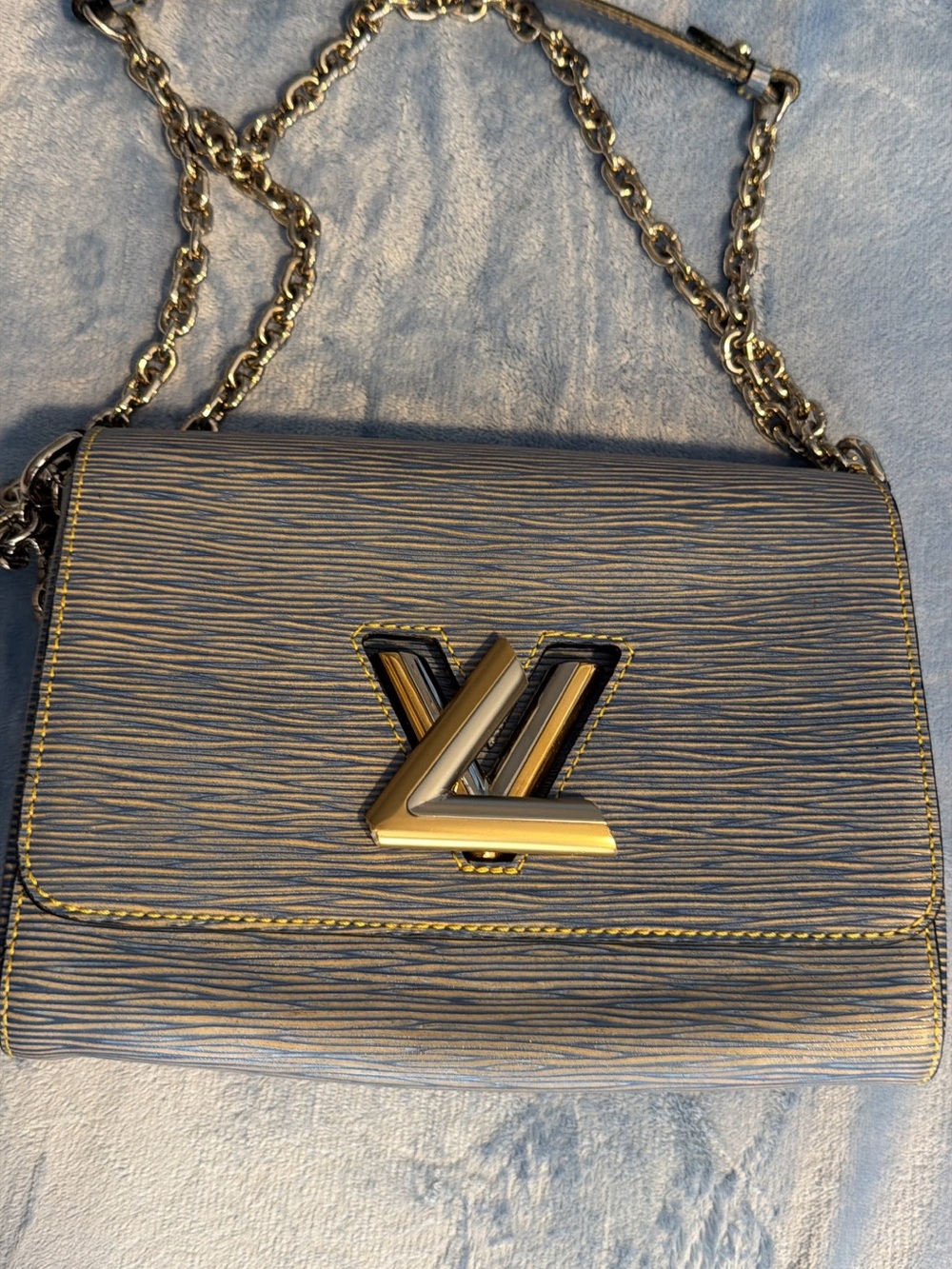 Louis Vuitton Twist Epi Denim Leather Chain Bifold Long